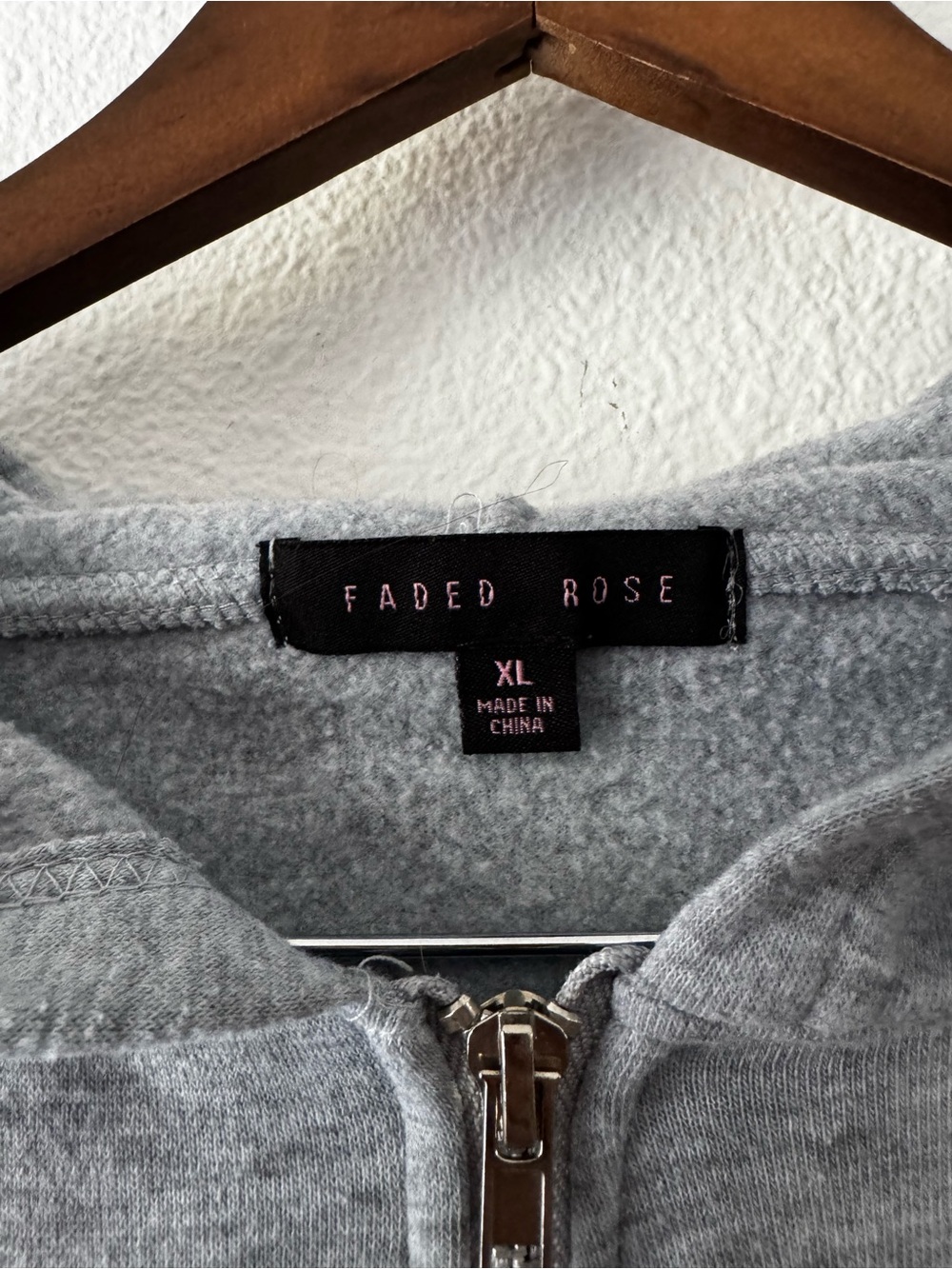 Faded Rose Gray Dragon Cropped Zip Up Hoodie Y2K Grunge Streetwear XL - Picture 6 of 13